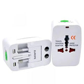 Universal All-in-One Travel Adapter with Dual USB Ports with Built-in Surge Protection, Compatible with Smartphones, Tablets, Laptops & Cameras